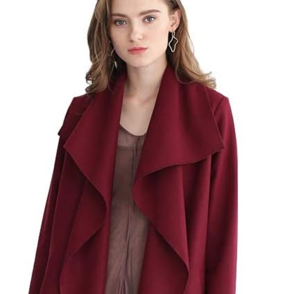 Sz M Chicwish Free Myself Woolblend Deep Red Coat - Picture 4 of 16